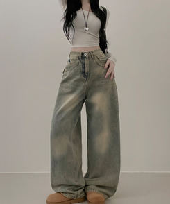 ワイド 【丈別】ヒップポケットウォッシングデニムパンツ(5color) LIGHT DENIM