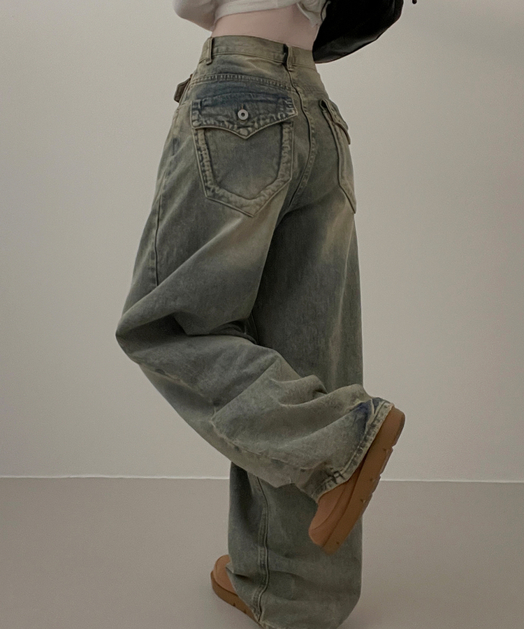 【丈別】ヒップポケットウォッシングデニムパンツ(5color) LIGHT DENIM