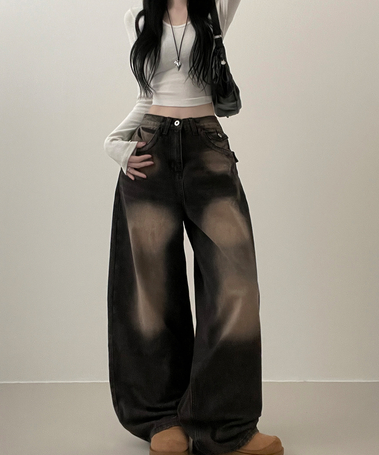 【丈別】ヒップポケットウォッシングデニムパンツ(5color) DARK BROWN