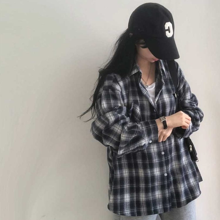 チェックポケットシャツ(7color) NAVY