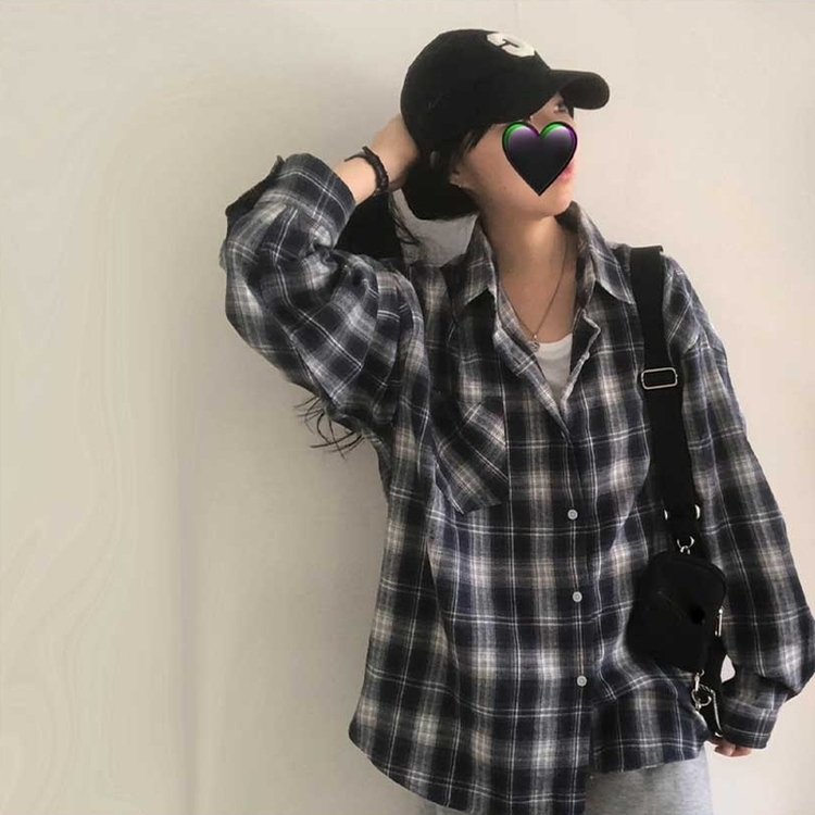 チェックポケットシャツ(7color) NAVY