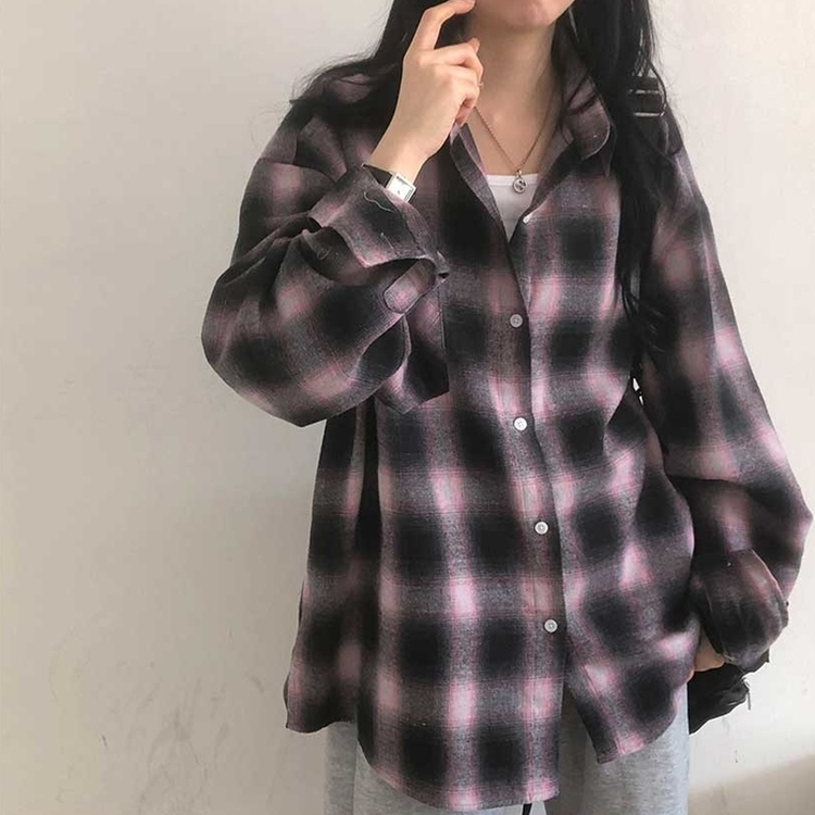 チェックポケットシャツ(7color) LIGHT PINK