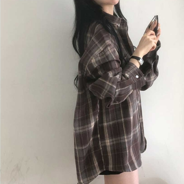 チェックポケットシャツ(7color) DARK BROWN