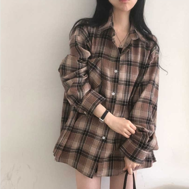 チェックポケットシャツ(7color) BROWN