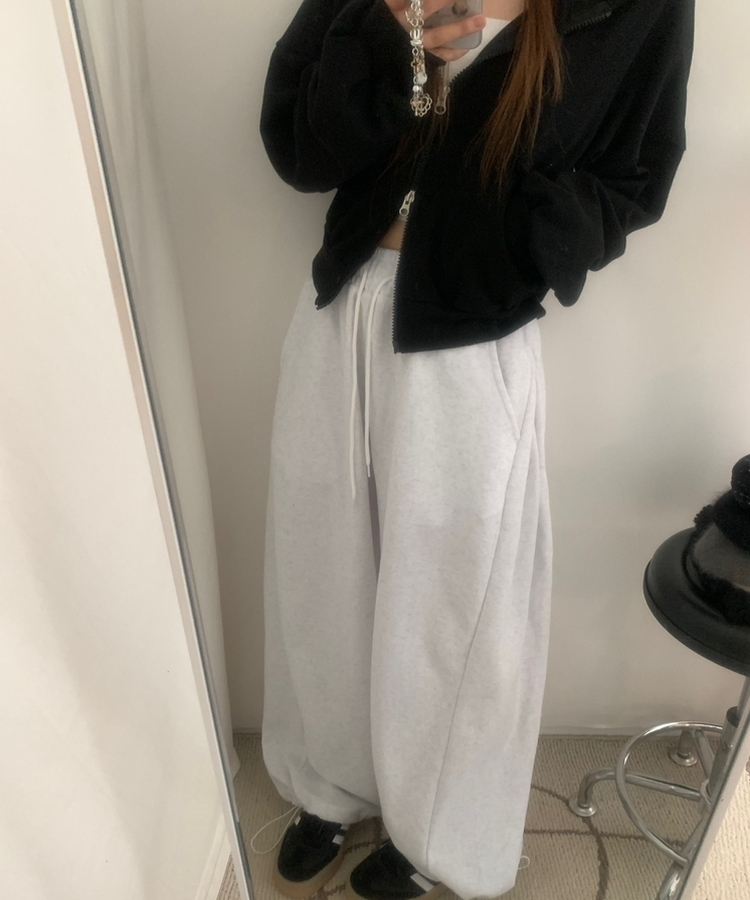 サイドピンタックトッパーパンツ(6color) WHITE SALT