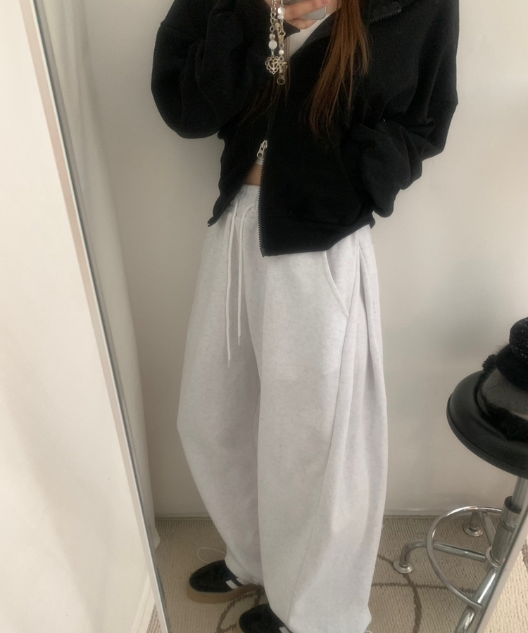 サイドピンタックトッパーパンツ(6color) WHITE SALT