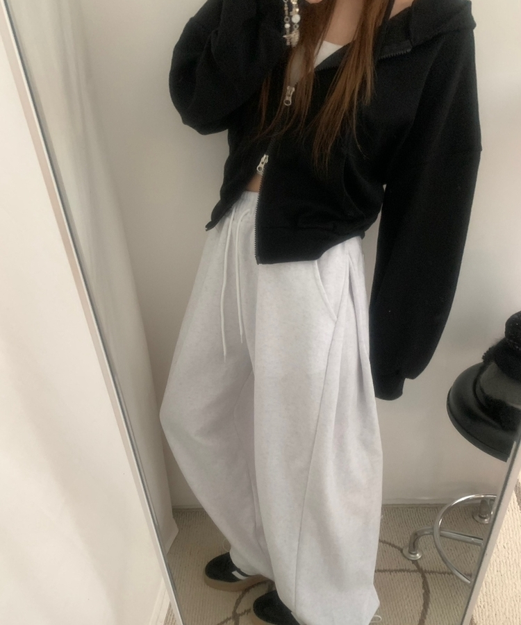 サイドピンタックトッパーパンツ(6color) WHITE SALT