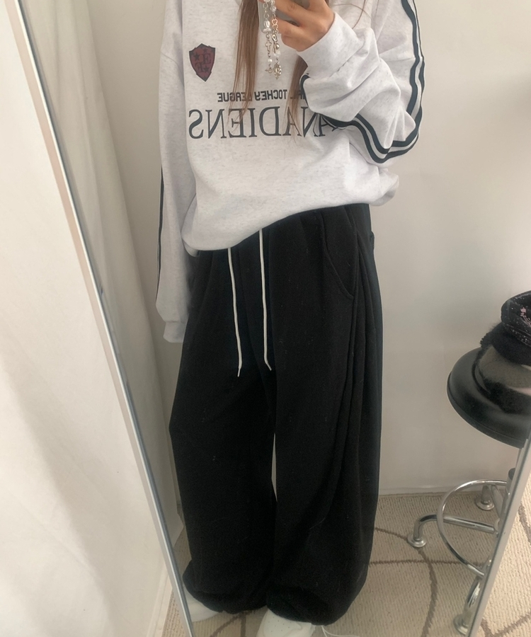 サイドピンタックトッパーパンツ(6color) BLACK