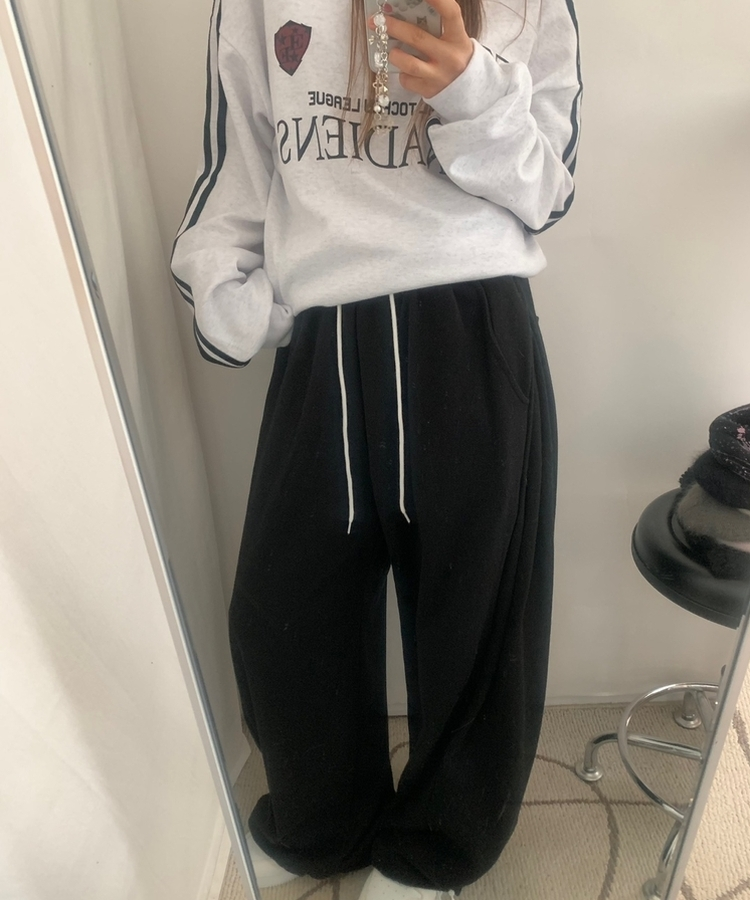 サイドピンタックトッパーパンツ(6color) BLACK