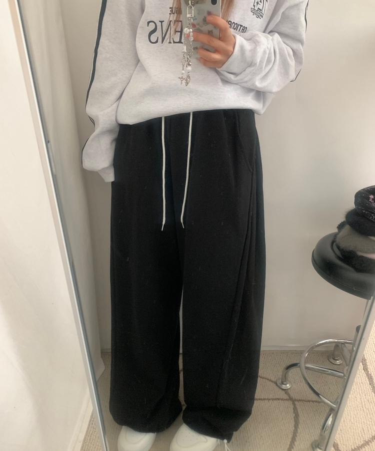 サイドピンタックトッパーパンツ(6color) BLACK