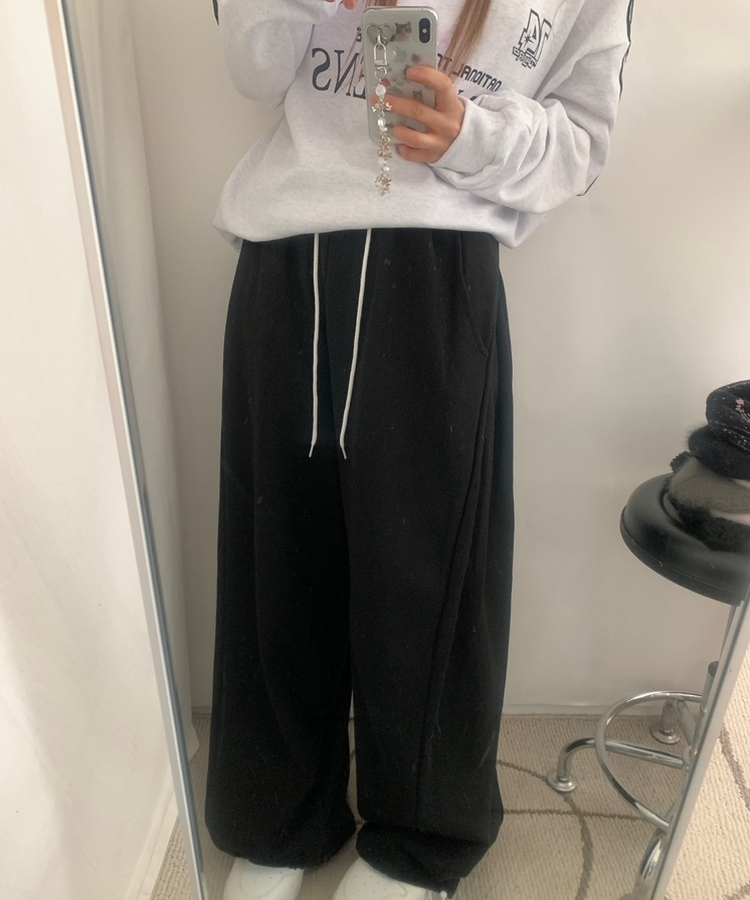 サイドピンタックトッパーパンツ(6color) BLACK