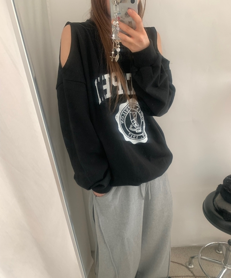 レタリングフレンチテリートレーナー BLACK