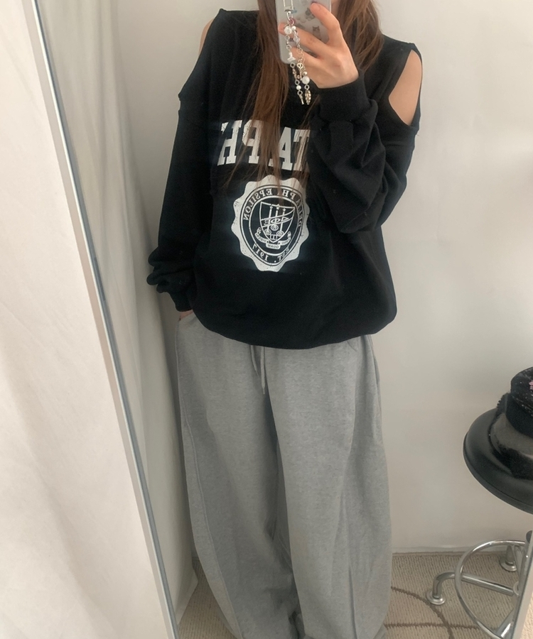 レタリングフレンチテリートレーナー BLACK