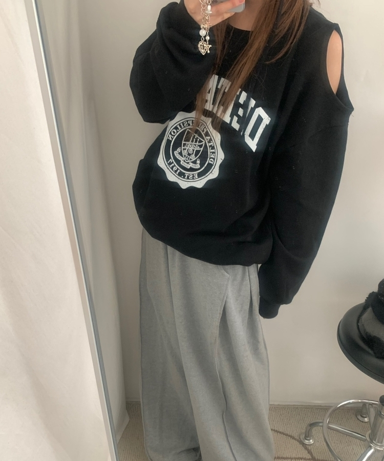 レタリングフレンチテリートレーナー BLACK