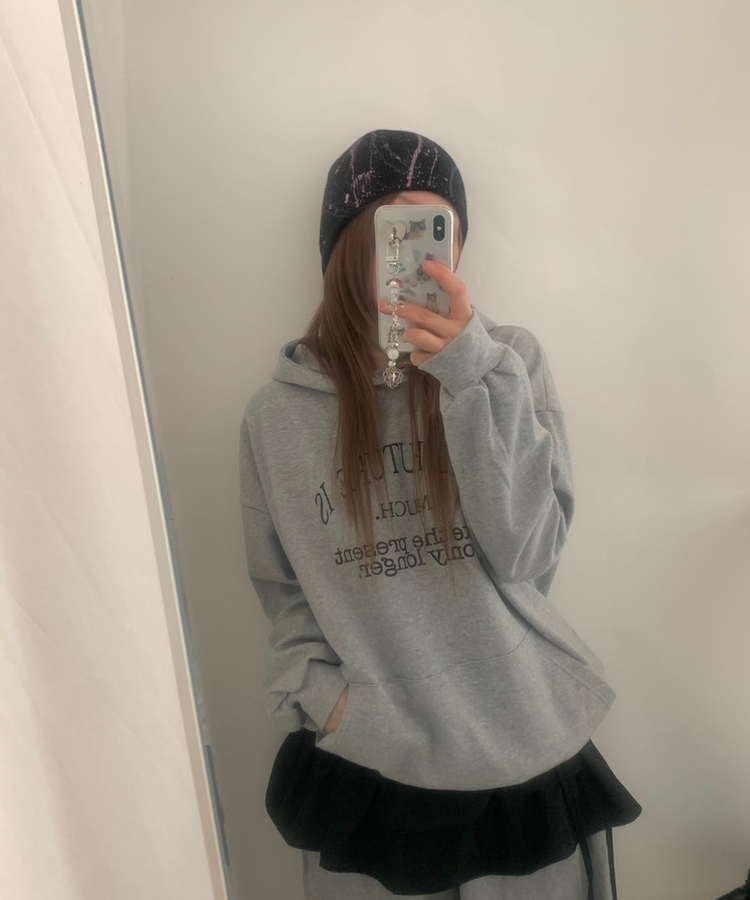 ベーシックレタリングポケットフード GREY