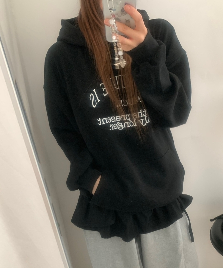 ベーシックレタリングポケットフード BLACK