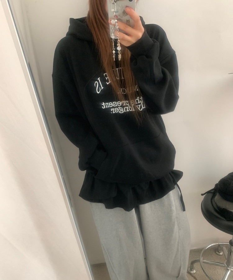 ベーシックレタリングポケットフード BLACK
