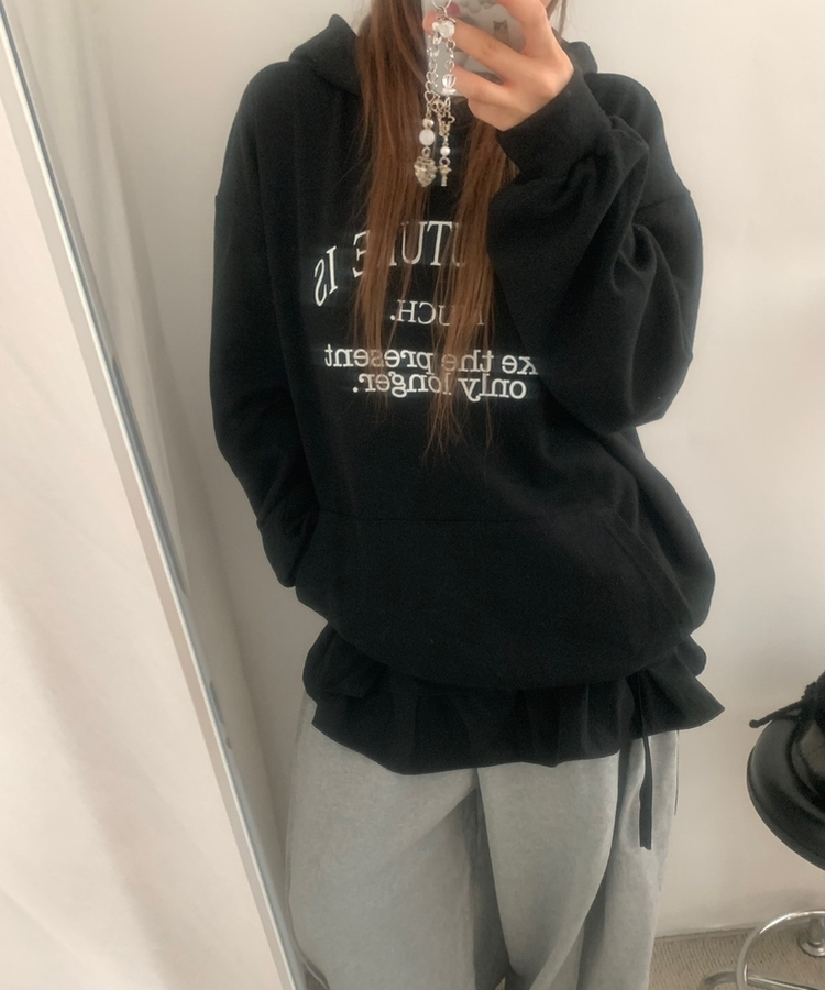 ベーシックレタリングポケットフード BLACK