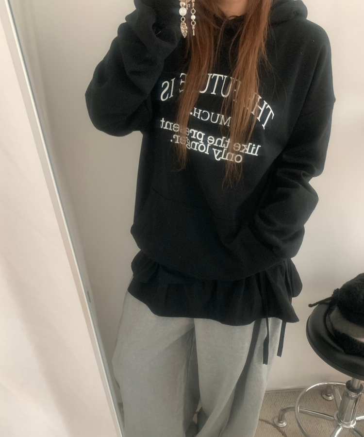 ベーシックレタリングポケットフード BLACK