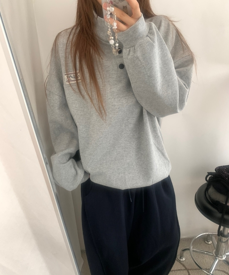 スナップボタンバイカラーアノラックトレーナー GREY