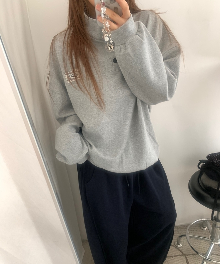 スナップボタンバイカラーアノラックトレーナー GREY