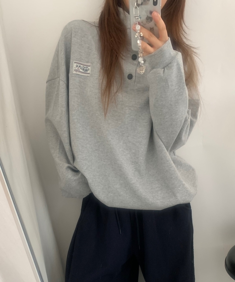 スナップボタンバイカラーアノラックトレーナー GREY