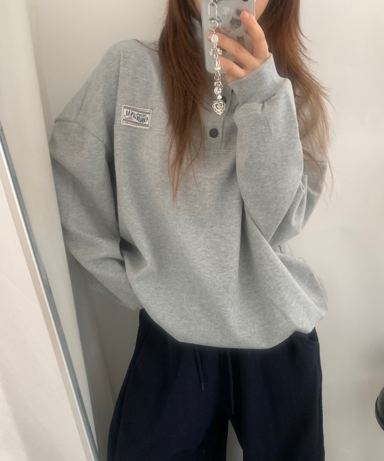 スナップボタンバイカラーアノラックトレーナー GREY