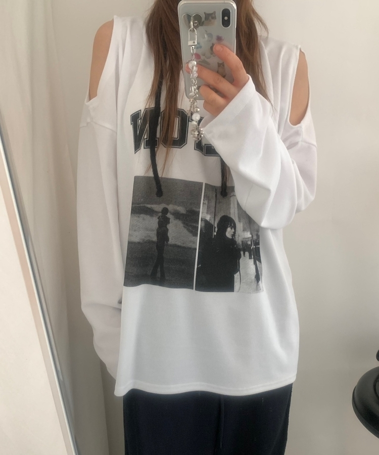 ショルダースリットビンテージTシャツ IVORY