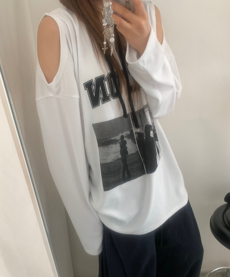 ショルダースリットビンテージTシャツ IVORY