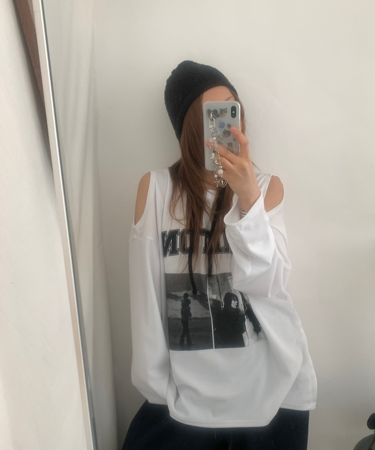 ショルダースリットビンテージTシャツ IVORY