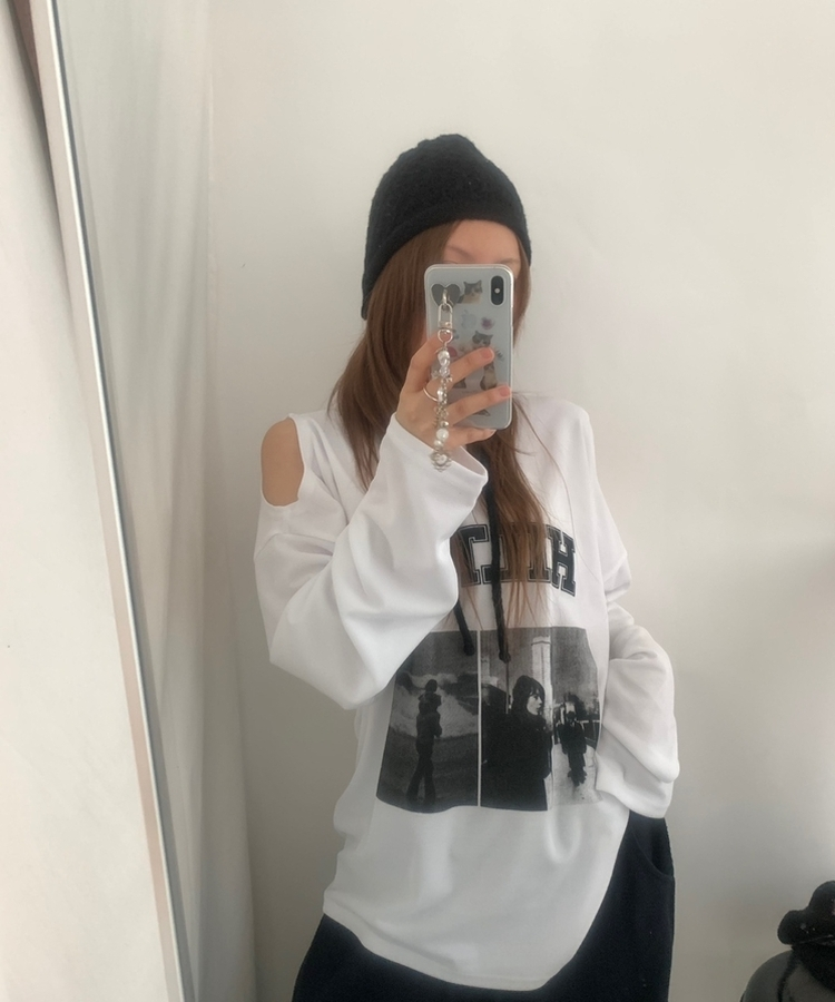 ショルダースリットビンテージTシャツ IVORY