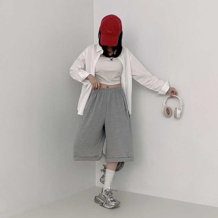 ワイドショートバミューダパンツ(5color) MELANGE GRAY