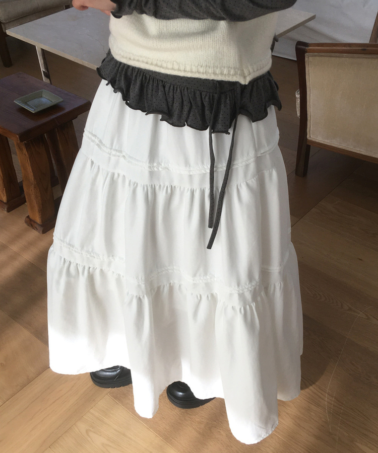 スエードティアードロングスカート IVORY