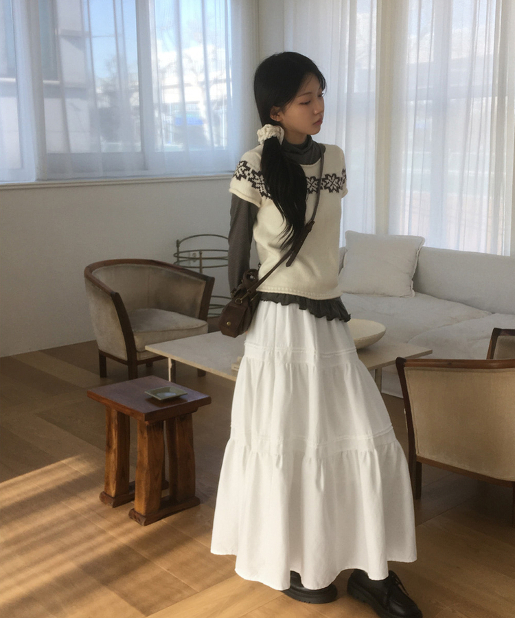 スエードティアードロングスカート IVORY