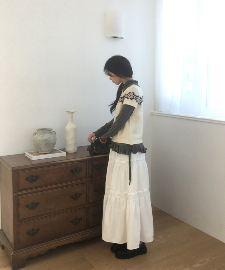 スエードティアードロングスカート IVORY