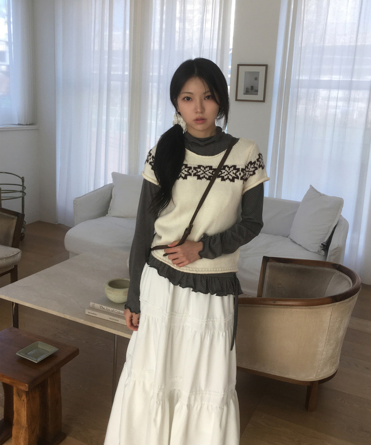 スエードティアードロングスカート IVORY