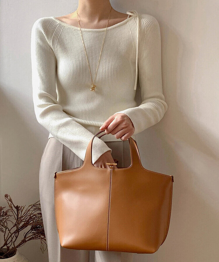 ショルダーリボンニット(5color) IVORY