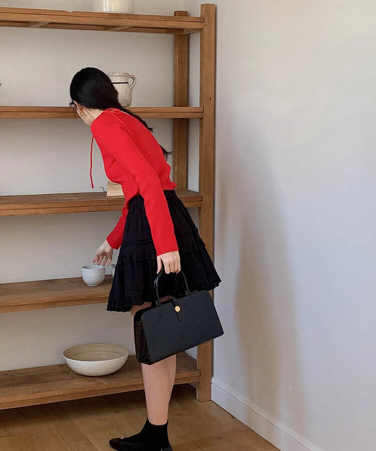 ショルダーリボンニット(5color) RED