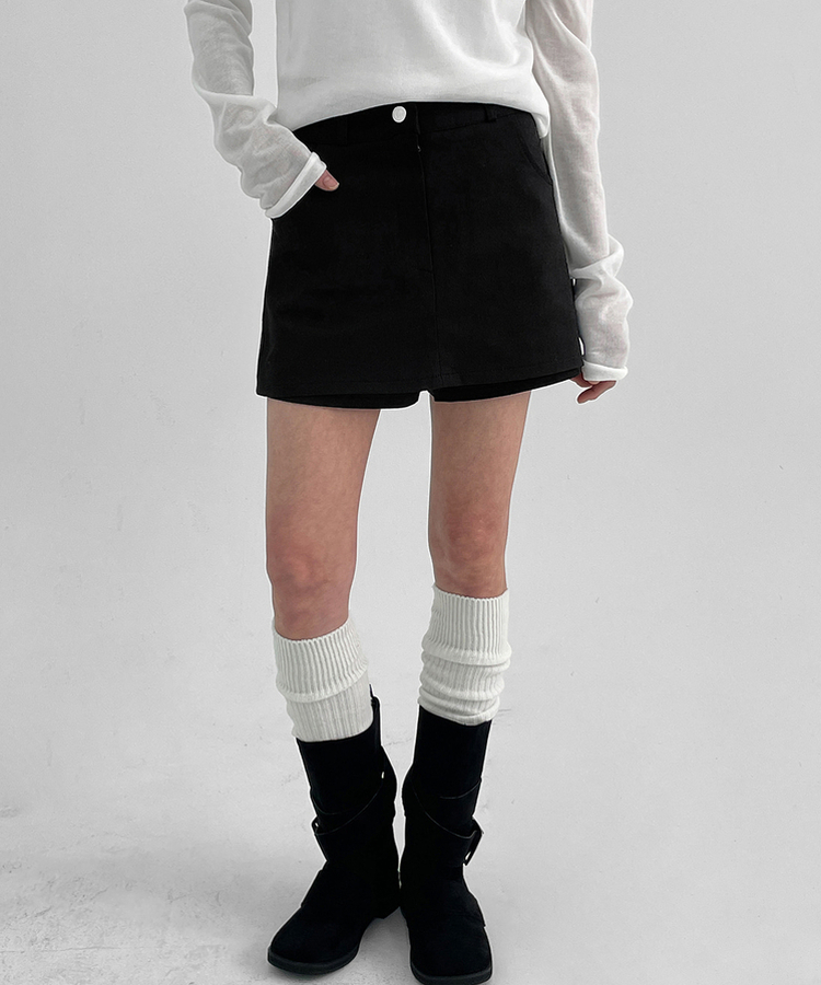コットンミニスカートパンツ BLACK
