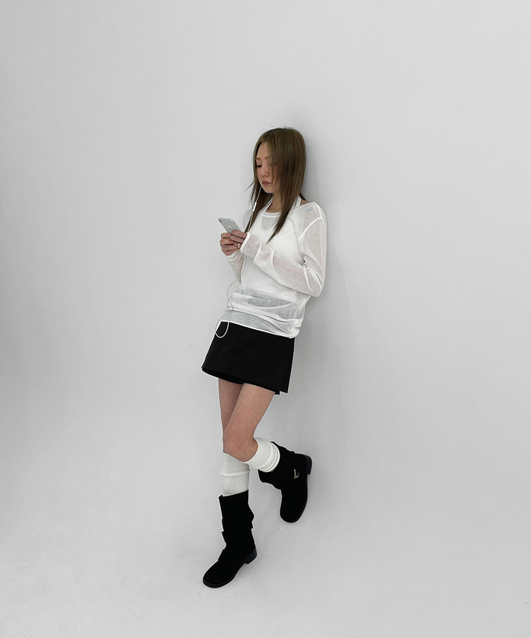コットンミニスカートパンツ BLACK