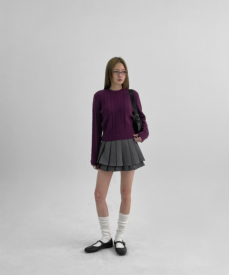 ダブルプリーツミニスカート GREY