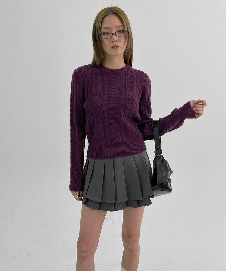 ダブルプリーツミニスカート GREY