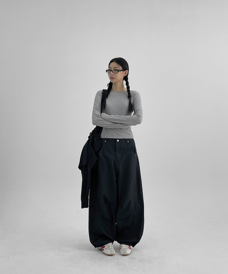 ラウンド長袖Tシャツ(5color) GREY