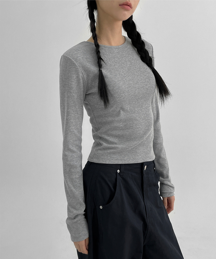 ラウンド長袖Tシャツ(5color) GREY