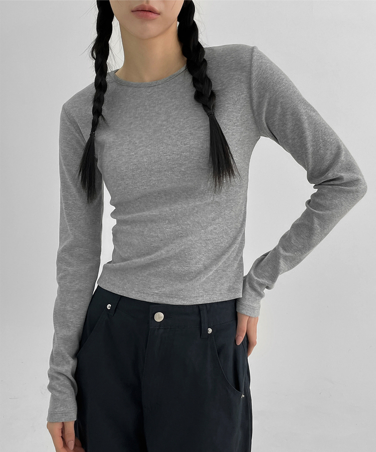 ラウンド長袖Tシャツ(5color) GREY