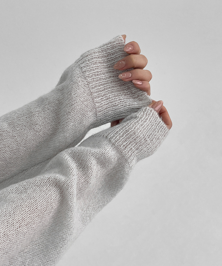 ボートネックウールニット LIGHT GRAY