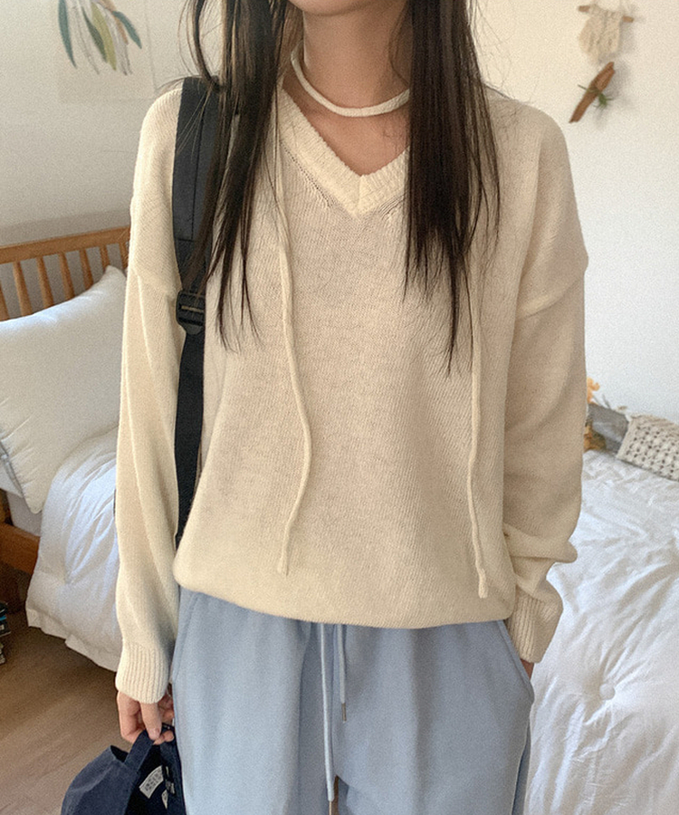 チョーカーVネックニット(5color)