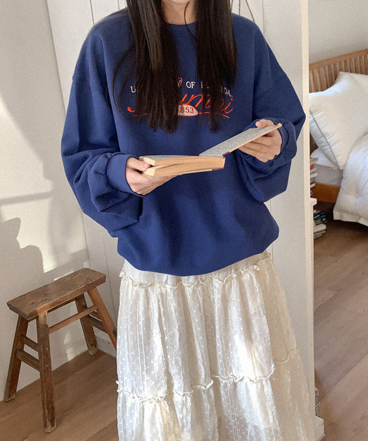 レタリング刺繍トレーナー NAVY