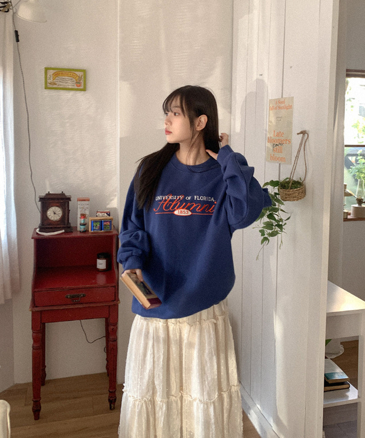レタリング刺繍トレーナー NAVY
