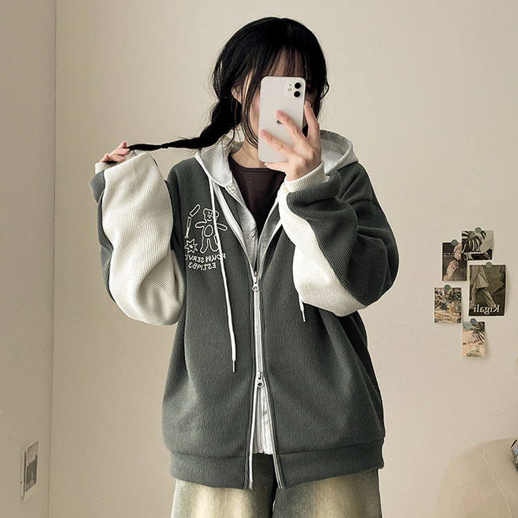 クマバイカラーニットカーディガン KHAKI